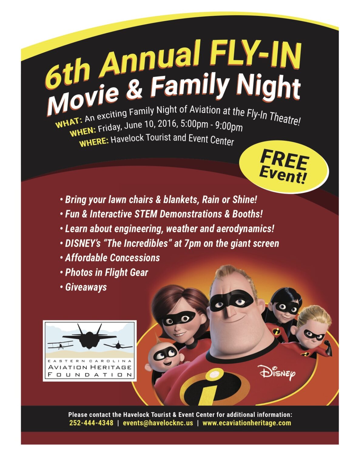 6th Annual FLYIN Movie and Family Night EC Aviation Heritage