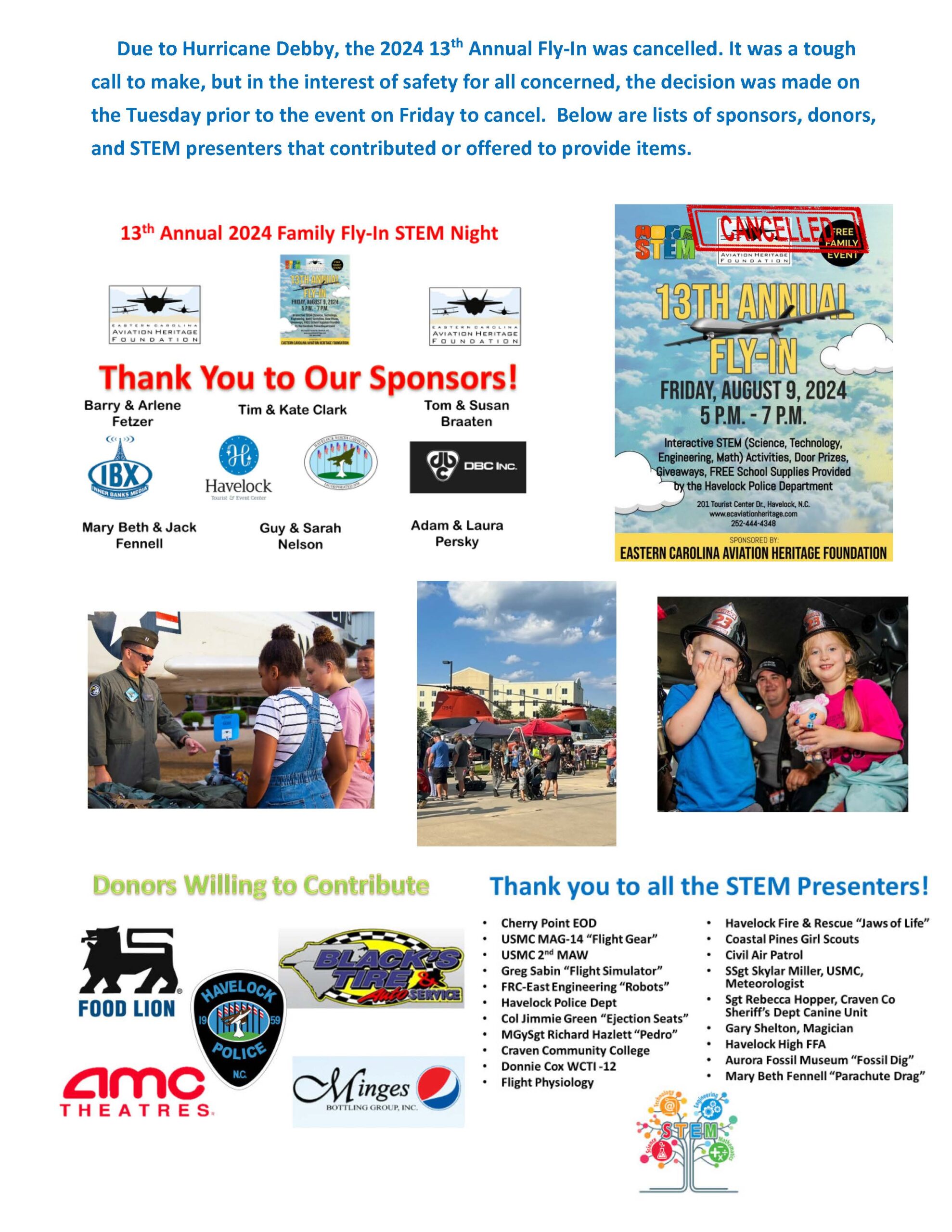 Summer 2024 ECAHF Newsletter page for Fly-IN